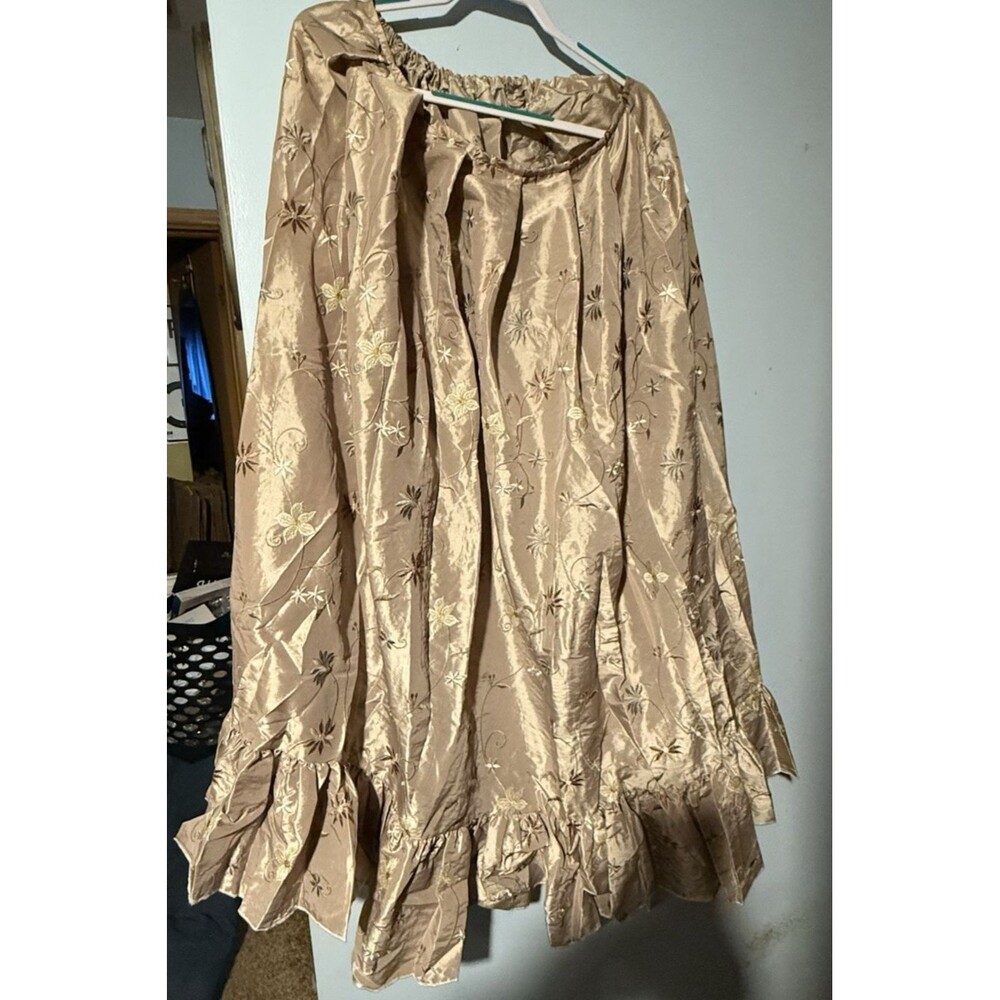 Damsel in this Dress Tulip Skirt Champagne Taupe Floral Embroidered Ruffle EUC